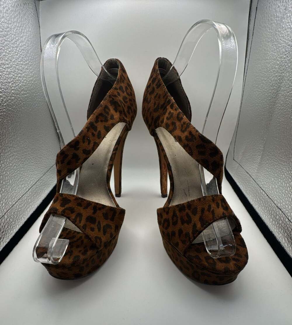 Michael Antonio Leopard Print High Heel Platform Shoes Size 8